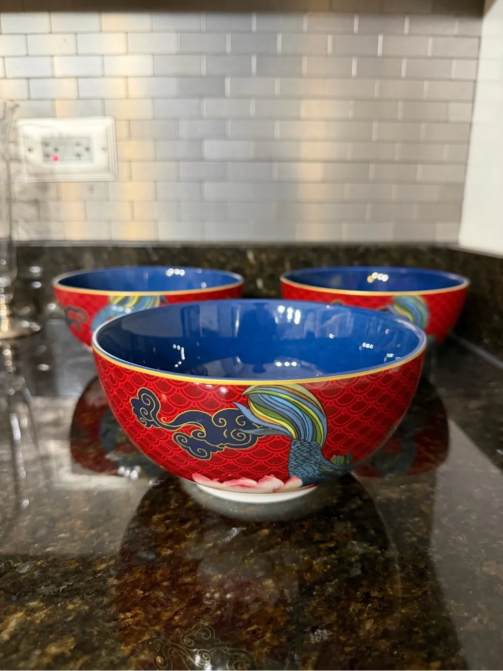 Williams Sonoma Lunar New Year Porcelain Noodle Bowl | 7” Gold Rim
